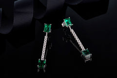 6.8Carat Rectangle Lab Created Emerald Drop Earrings