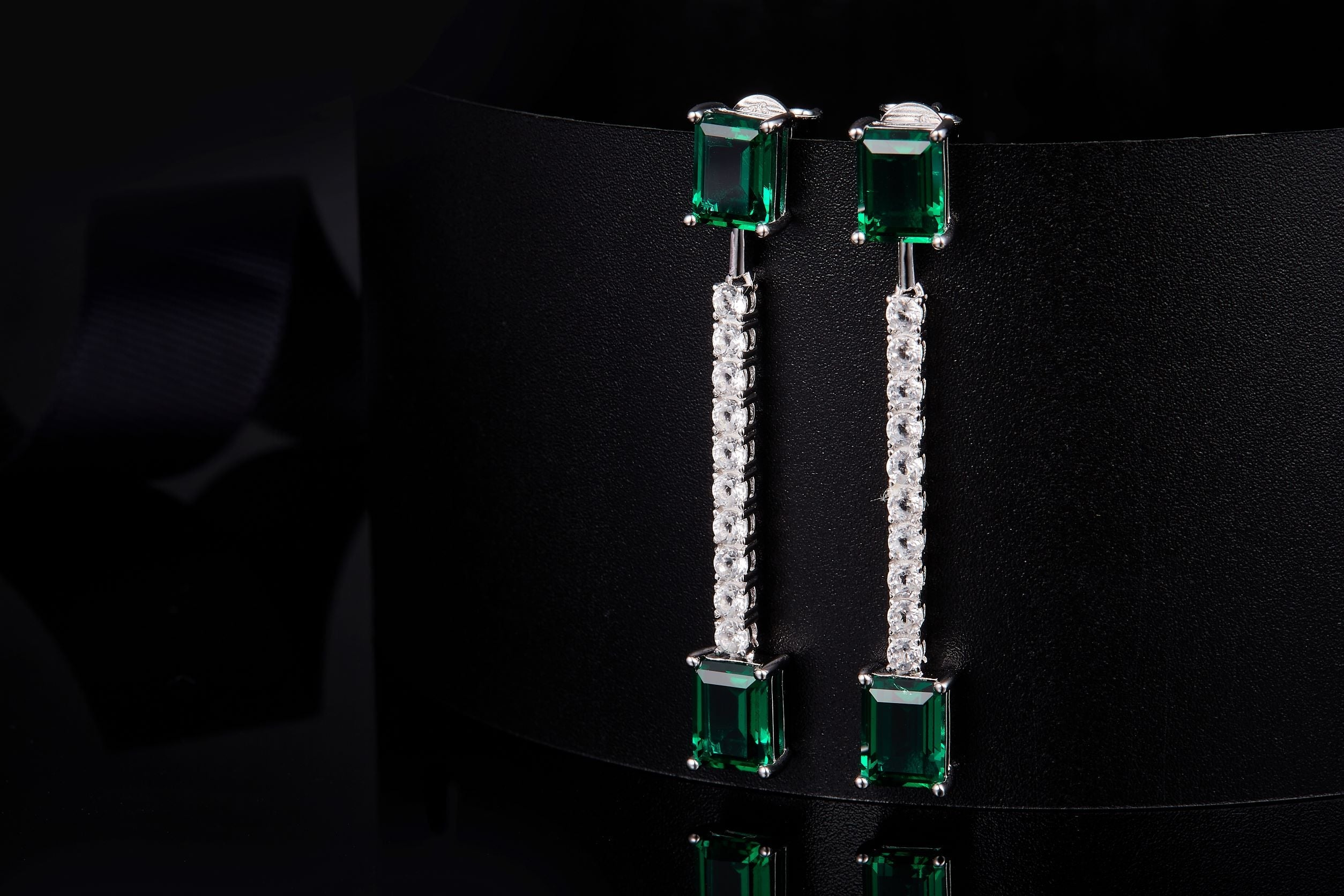 6.8Carat Rectangle Lab Created Emerald Drop Earrings