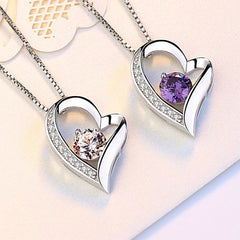 (Pendant Only) Valentine's Day Gift Love-shape with Zircon Silver Pendant for Women