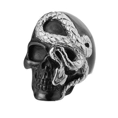 Halloween Skull Snake Titanium Steel Ring for Men