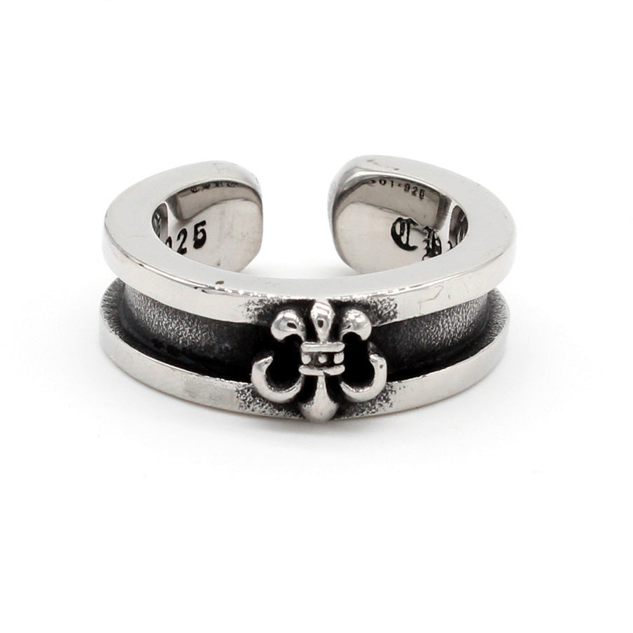 Childern Flower Grooved Opening Titanium Steel Ring for Men