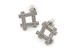 Silver Zircon Block Studs