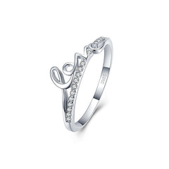 S925 Sterling Silver English Letter LOVE Japanese and Korean Rings Feminine Elegance Micro Inlay Women's Rings Foreign Trade Hot Selling Jewelry
