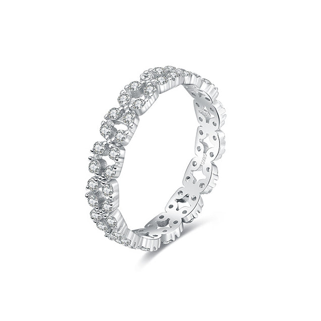 S925 Geometric Temperament Full Circle Set Zircon Ring Female European and American Ins Tide Sterling Silver Index Finger Ring Cross-border Hot Sale