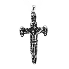 Halloween Skull Jesus Crucifix Titanium Steel Pendant for Men