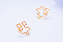 Puzzle with Pearls Enamel Stud Earrings