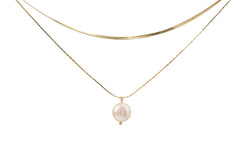 White Shell Pendant Necklace - Golden Necklace