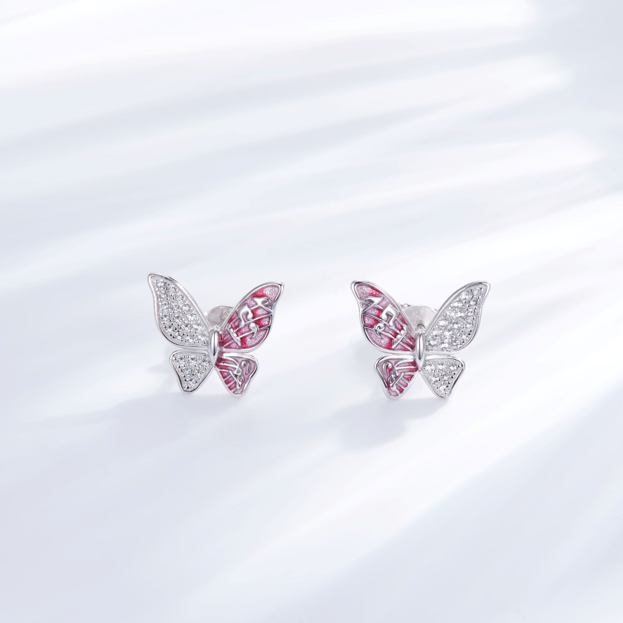 Musical Butterfly Enamel Studs for Women