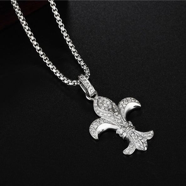 Zircon Childern Flower Titanium Steel Necklace for Men