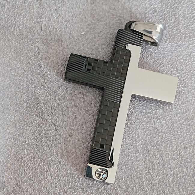 Two Tone Latin Cross Titanium Steel Pendant for Men