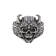 Halloween Skull Ox Horn Titanium Steel Ring for Men