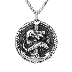 Halloween Anchor Skeleton Titanium Steel Necklace for Men