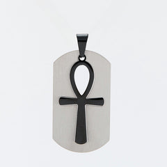 Egyptian Ankh Cross Arc Rectangle Titanium Steel Pendant for Men