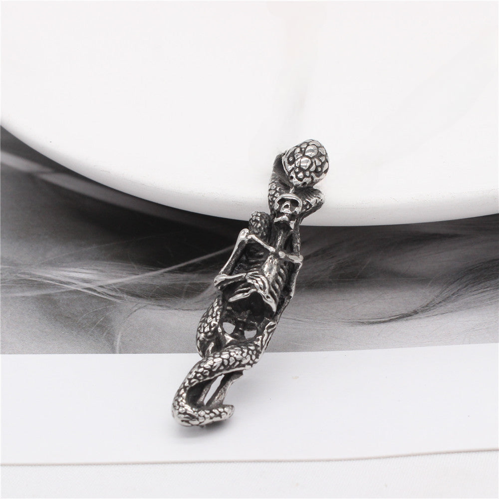 Halloween Snake Skeleton Titanium Steel Pendant for Men