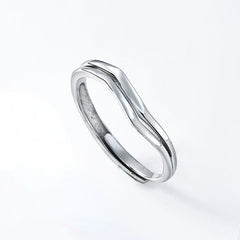 Geometric Line Silver Couple Ring for Women