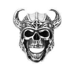 Halloween Red Eye Bull Head Horn Skull Titanium Steel Ring for Men