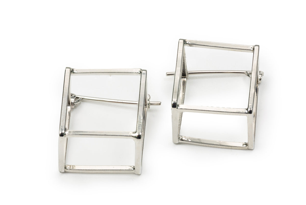 Siver Cube Drop Earrings