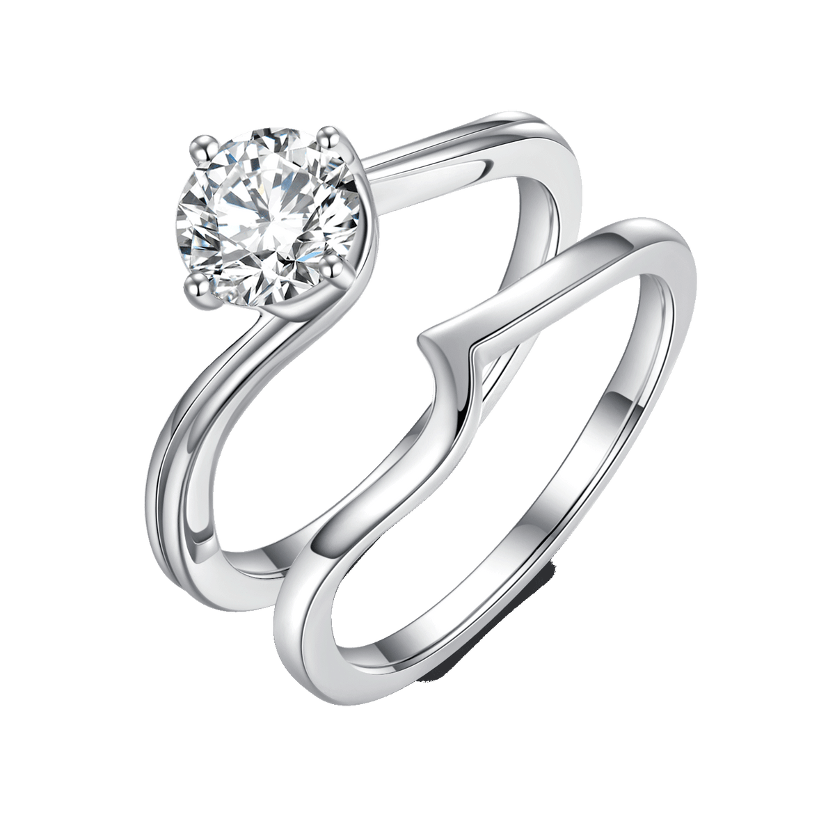 Round Moissanite Twist Engagement Rings Pack