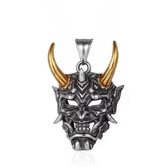 Halloween Horned Ghost Skull Mask Titanium Steel Pendant for Men