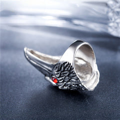 Zircon Red Eye Eagle Head Titanium Steel Ring for Men