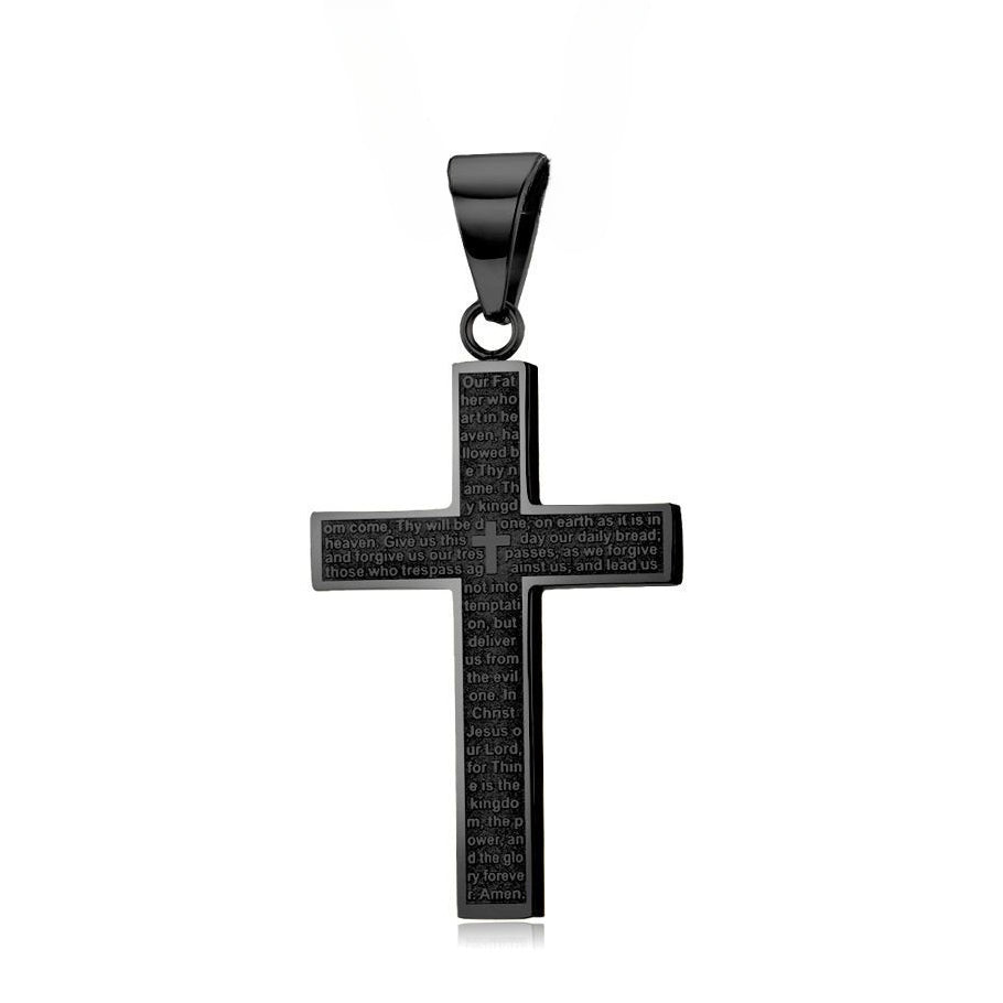 Scripture Latin Cross Titanium Steel Pendant for Men