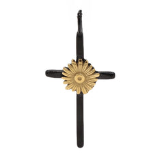 Golden Daisy Flower Latin Cross Titanium Steel Pendant for Men