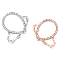 S925 Sterling Silver Korean Version Design Sense INS Trendy Drop Shaped Ring for Female European and American Internet Celebrities, Atmospheric Index Finger Ring Jewelry