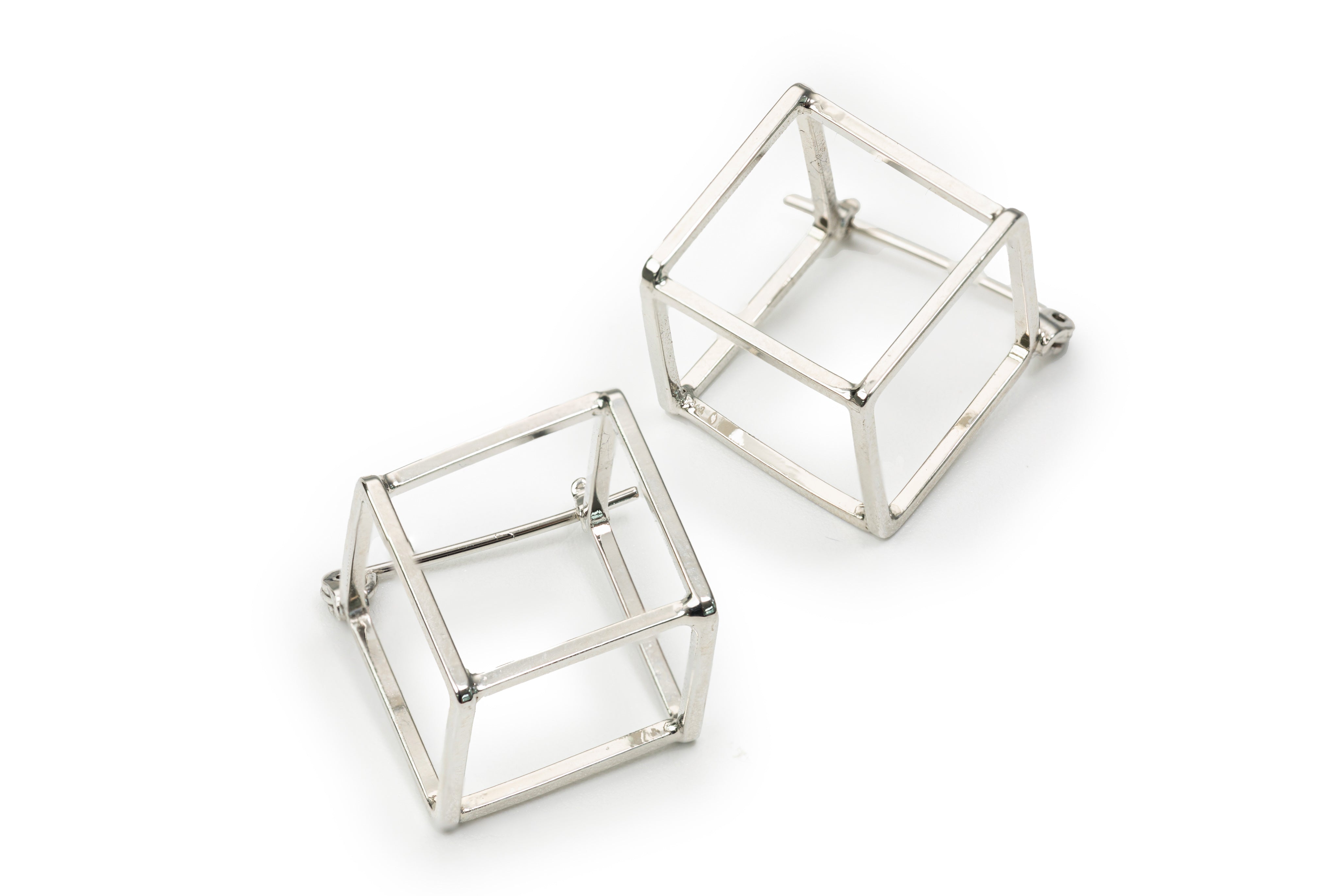 Siver Cube Drop Earrings