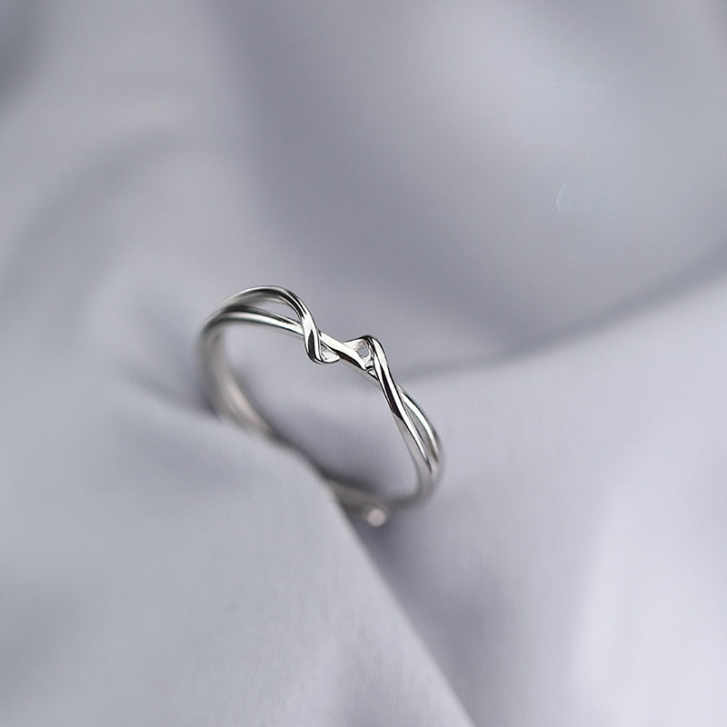 Geometric Twist Silver Ring for Women