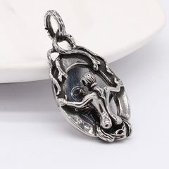 Halloween Beauty Skull Mirror Titanium Steel Pendant for Men