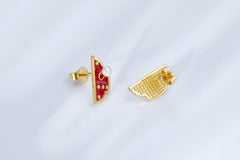 Forbidden City Gate Pearl Enamel Stud Earrings