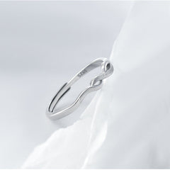 Brushed Waves Silver Couple Ring for Women