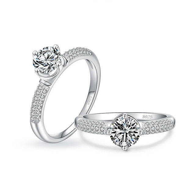 Selling S925 Sterling Silver Crown Four Claw Zircon Rings in Europe and America Female Luxury Online Celebrity Ins Wind High-end Ring Wholesale.
