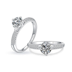 Selling S925 Sterling Silver Crown Four Claw Zircon Rings in Europe and America Female Luxury Online Celebrity Ins Wind High-end Ring Wholesale.