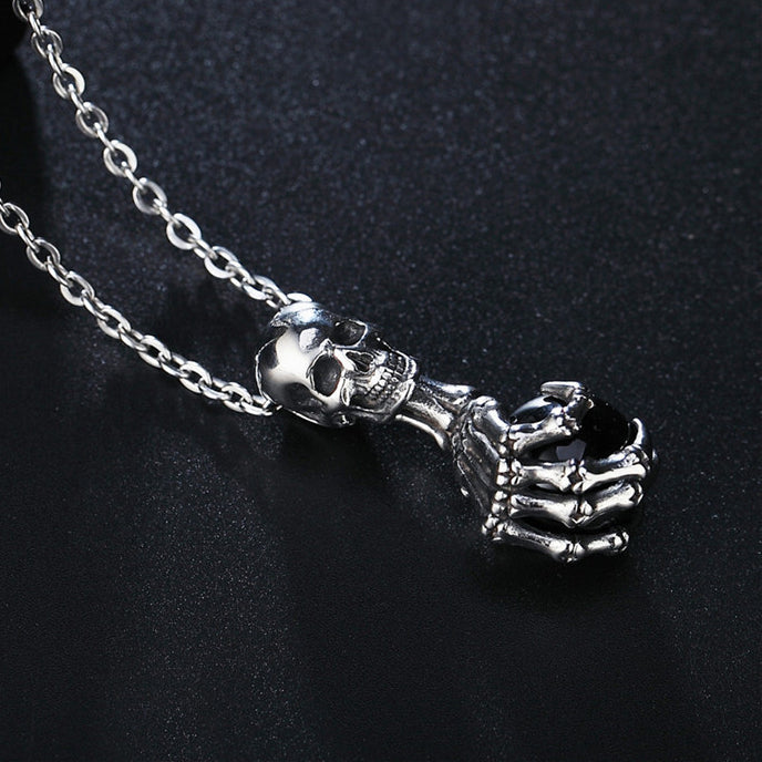 Halloween Skull Ghost Claw Ball Titanium Steel Necklace for Men