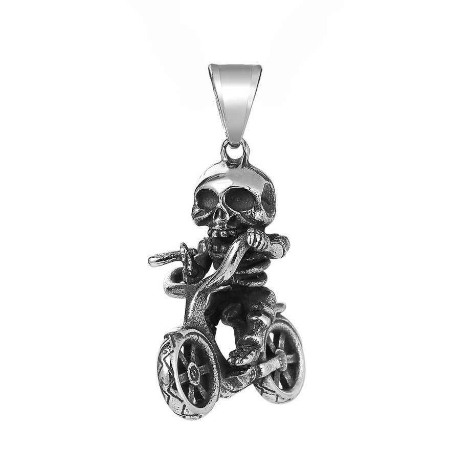 Halloween Riding Bicycle Skull Titanium Steel Pendant for Men