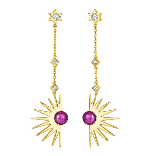 Sun Flower Tassel Enamel Dorp Earrings