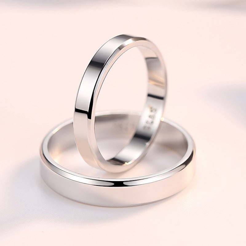 Glossy Silver Ring Couple Ring for Women