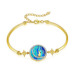 Circle Moonnight Deer Blue Enamel Bracelet