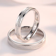 Simple Frosted Silver Couple Ring