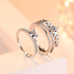 Queen's Crown with Zircon Two In One Silver Ring