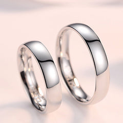 Smooth Inner Arc Silver Couple Ring