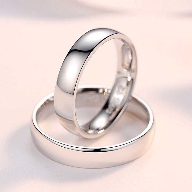 Smooth Inner Arc Silver Couple Ring