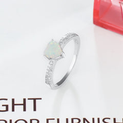 Heart Shape Opal Stone Zircon Sterling Silver Ring