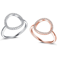 Personalized Round Hollow S925 Sterling Silver Full Zircon Ring, Versatile in Europe, America, South Korea, Exaggerated Instagram Style Index Finger Ring for Women