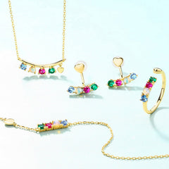 Round Shape Colourful Zircon Silver Necklace