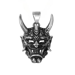 Halloween Horned Ghost Skull Mask Titanium Steel Pendant for Men