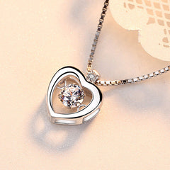 (Pendant Only) Heart with Round Zircon Silver Pendant for Women