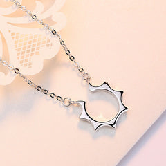 Hollow Sun Pendant Silver Necklace for Women