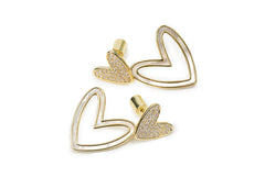 Golden Heart on Heart Drop Earrings